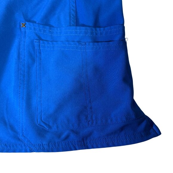 Cherokee Iflex Womens Mock Wrap Scrub Top Medium Royal Blue CK680 Stretch Fabric - Picture 2 of 7